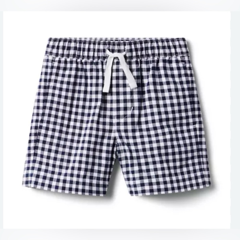 Janie and Jack Navy and White Gingham Elastic Waist Shorts